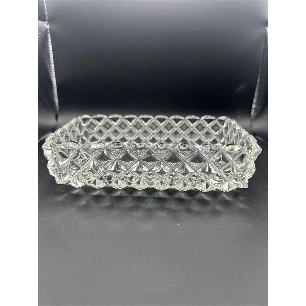 Vintage Fostoria American Clear Glass Rectangle Pickle Trinket Dish 6